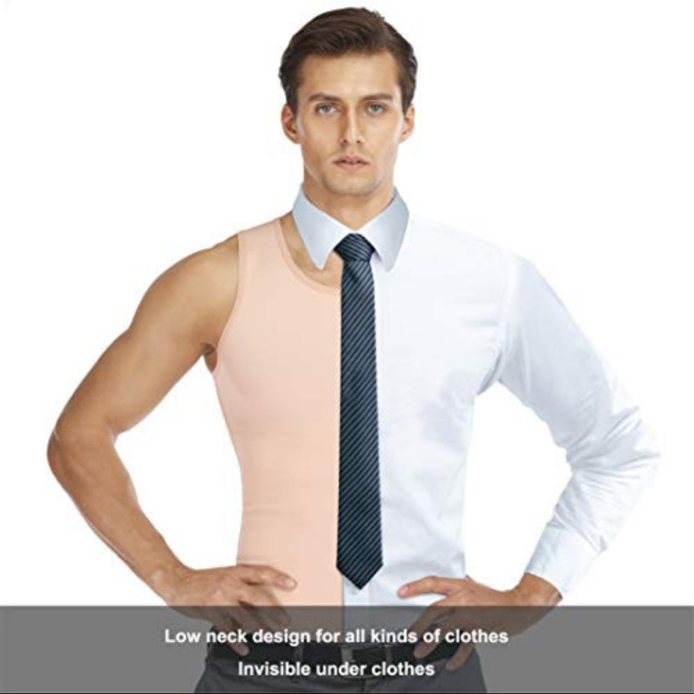 Men Slimming Body Shaper Vest Chest Compression Shirt for Slimmer Look